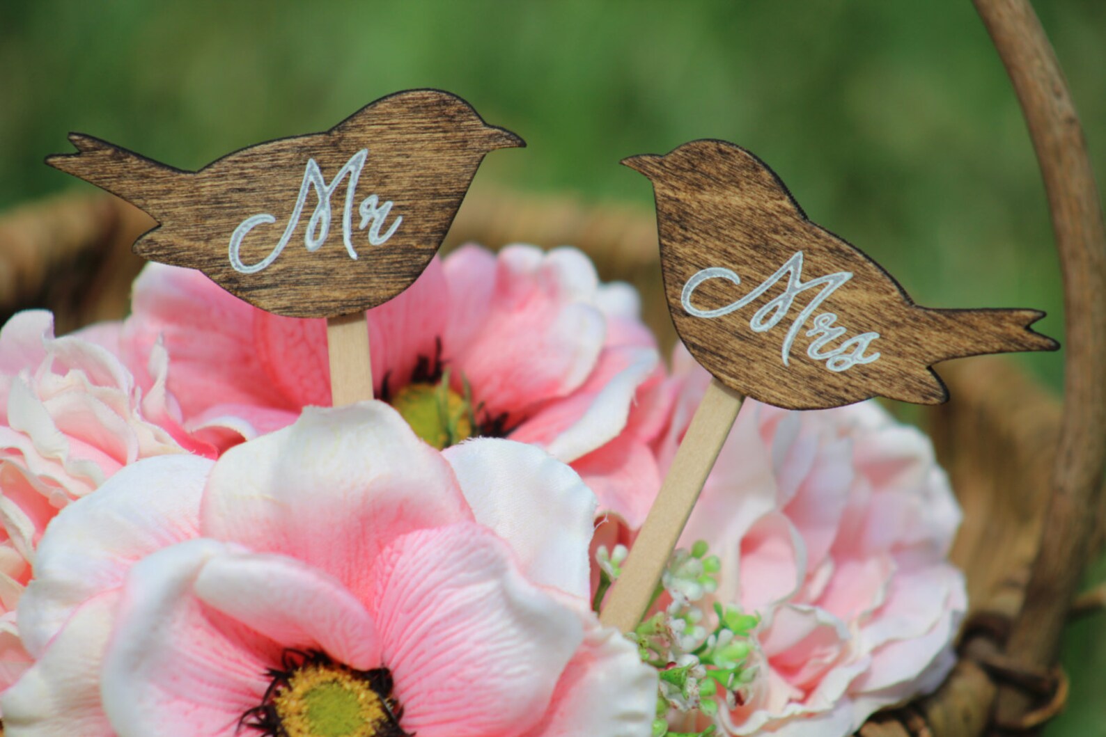 Lovebirds Cake Topper Mr & Mrs Wedding Cupcake Topper Etsy