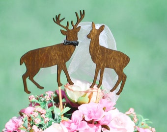 Deer Cake Topper -  Beach wedding - Bride and Groom - Rustic Country Chic Wedding