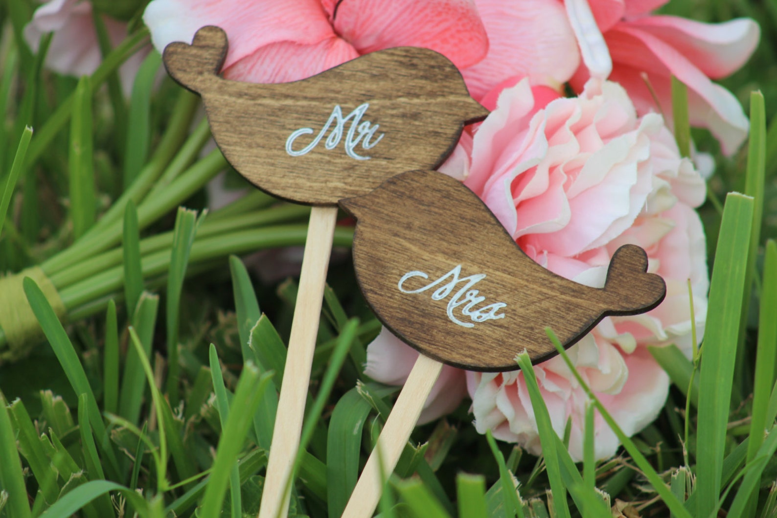 Lovebirds Cake Topper Mr & Mrs Wedding Cupcake Topper Etsy