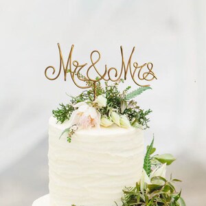 Gold Wire Mr & Mrs Wedding Cake Toppers Decorazione Matrimonio in spiaggia Doccia nuziale Sposa e sposo Rustic Country Chic Wedding immagine 7