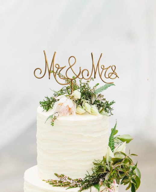 MR & MRS Bride Groom Couple Wedding Shower Cake Topper Decoration Party Favor 