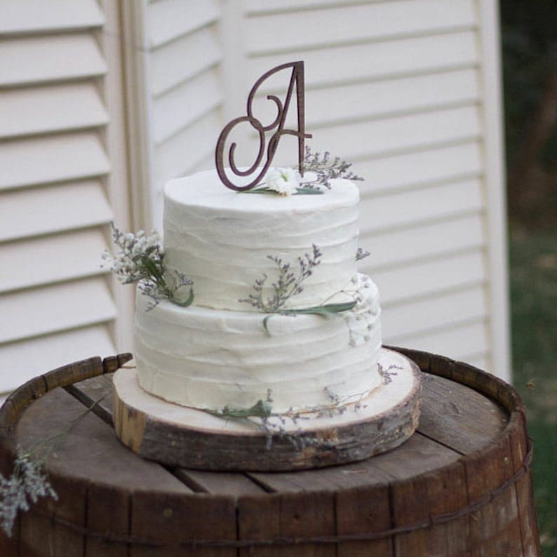 Monogram Wedding Cake topper Wooden Wedding Cake Topper Personalized Wedding Cake Topper Rustic Wedding Cake Topper image 3