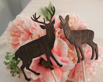 Deer Wedding Cake Topper | Mr & Mrs Deer Cake Topper | Beach wedding | Bride and Groom cake topper | Rustic Country Chic Wedding Cake Topper