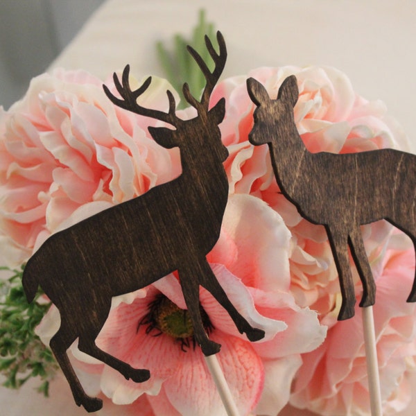 Deer Wedding Cake Topper | Mr & Mrs Deer Cake Topper | Beach wedding | Bride and Groom cake topper | Rustic Country Chic Wedding Cake Topper