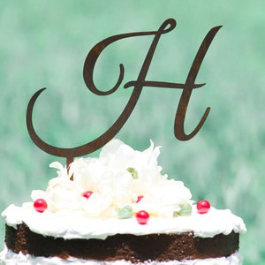 Monogram Wedding Cake topper - Wooden cake topper - Personalized Cake topper
