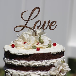 Rustic LOVE Wedding Cake topper - Wooden cake topper - Engagement Cake topper