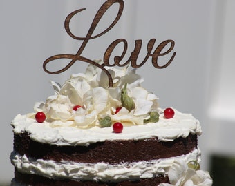 Rustic LOVE Wedding Cake topper - Wooden cake topper - Engagement Cake topper