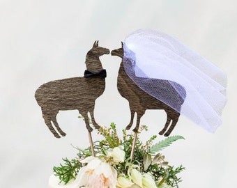 LLAMA Wedding Cake Topper - Llama Wedding Cake Topper - Beach wedding - Bride and Groom - Rustic Country Chic Wedding Cake Topper