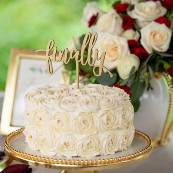 Gold Finally Wedding Cake Topper Rustic Country Chic Wedding Etsy