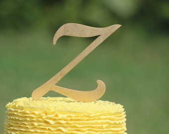 Gold Monogram Wedding Cake topper - Wooden cake topper - Personalized Cake topper