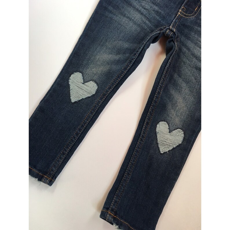 Valentine JeansHeart Distressed Knees Distressed Blue Jeans Baby and Toddler Jeans