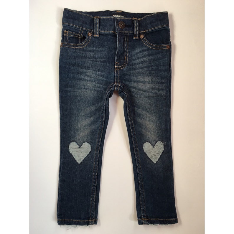 Valentine JeansHeart Distressed Knees Distressed Blue Jeans Baby and Toddler Jeans