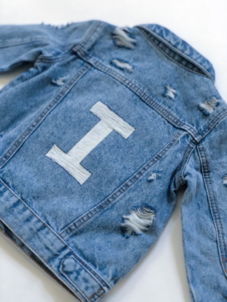 Personalized Initial Jacket Monogram Custom Jean Jacket Toddler Distressed Denim Jacket Kids