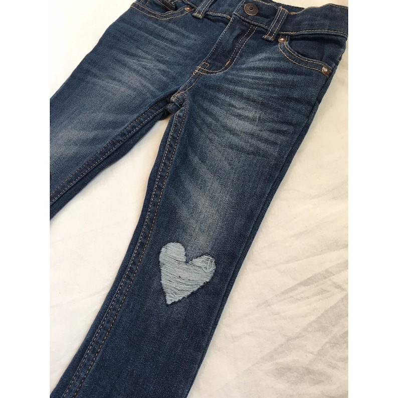 Valentine JeansHeart Distressed Knees Distressed Blue Jeans Baby and Toddler Jeans