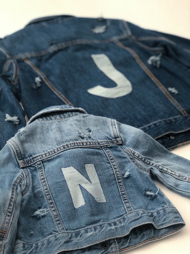 Personalized Initial Jacket Monogram Custom Jean Jacket Toddler Distressed Denim Jacket Kids
