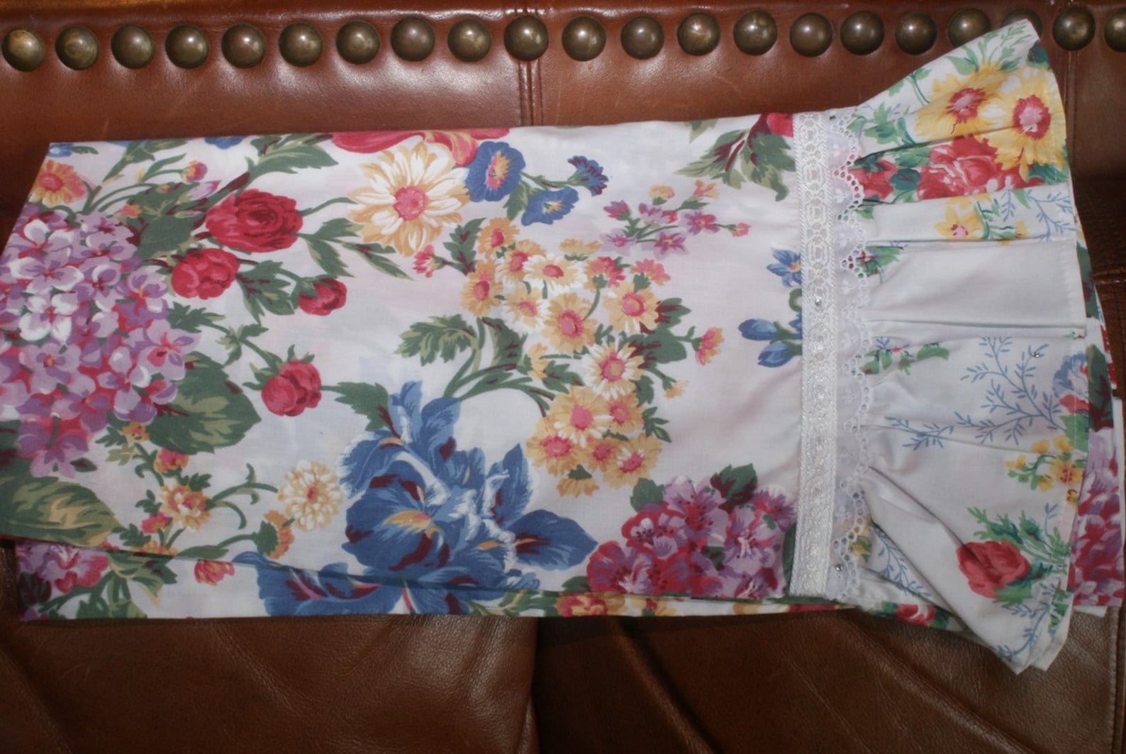 King Size Beautiful Pillow Cases. Pretty Lace and Eyelet Inset Etsy