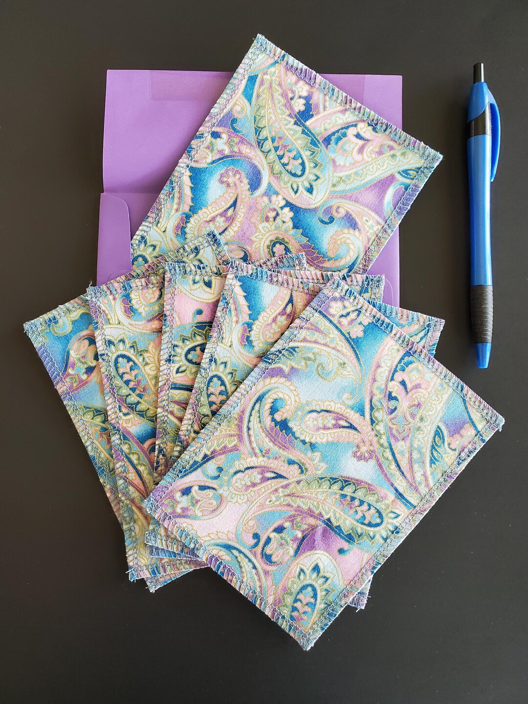 Paisley Fabric Covered Note Cards, Set of 6 - Etsy