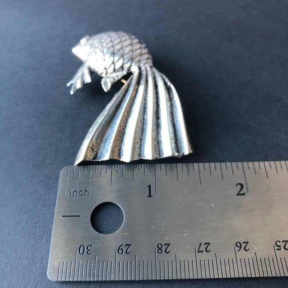 Vintage Sterling Fish Pin, Silver Fish Brooch, 2 … - image 8