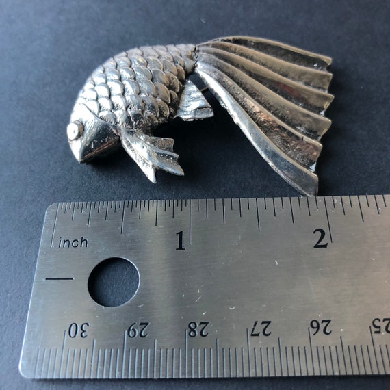 Vintage Sterling Fish Pin, Silver Fish Brooch, 2 … - image 6