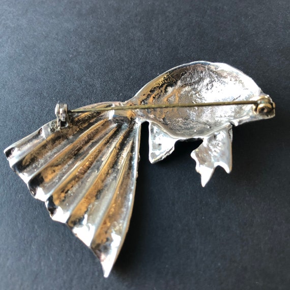 Vintage Sterling Fish Pin, Silver Fish Brooch, 2 … - image 5