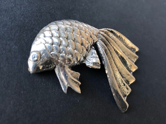 Vintage Sterling Fish Pin, Silver Fish Brooch, 2 … - image 2
