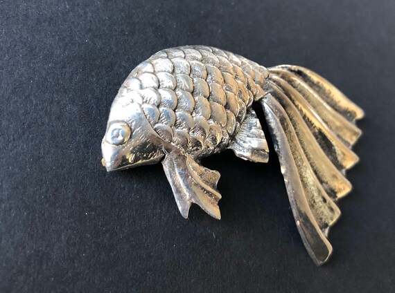 Vintage Sterling Fish Pin, Silver Fish Brooch, 2 … - image 10