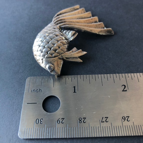 Vintage Sterling Fish Pin, Silver Fish Brooch, 2 … - image 7