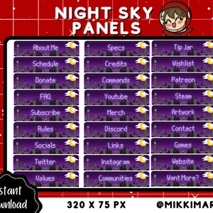Night Sky Twitch Panels | For Twitch Streamers