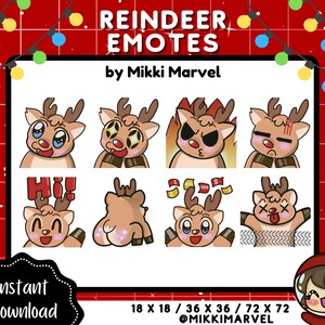 Reindeer Holiday Emotes for Streamers | Twitch, Discord, Youtube