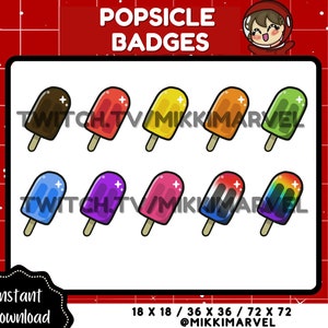Popsicle Sub & Bit Badges for Twitch Streamers