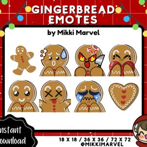 Gingerbread Holiday Emotes for Streamers | Twitch, Youtube, Discord