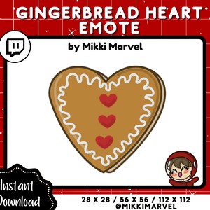 Gingerbread Heart Holiday Emote for Streamers | Twitch, Youtube, Discord