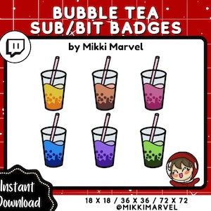 Boba Tea Sub & Bit Badges for Twitch Streams