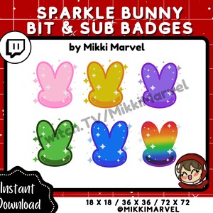 Sparkle Bunny Sub & Bit Badges for Twitch Streamers