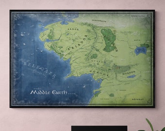 Middle Earth Third Age Full Color Map Poster | Game Room Decor | Tolkien | Lord Of The Rings | Christmas Gift | Office Decor