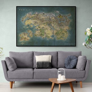 Tamriel Map, Wall Art Print, The Elder Scrolls, Skyrim, Oblivion, Morrowind, Daggerfall image 2