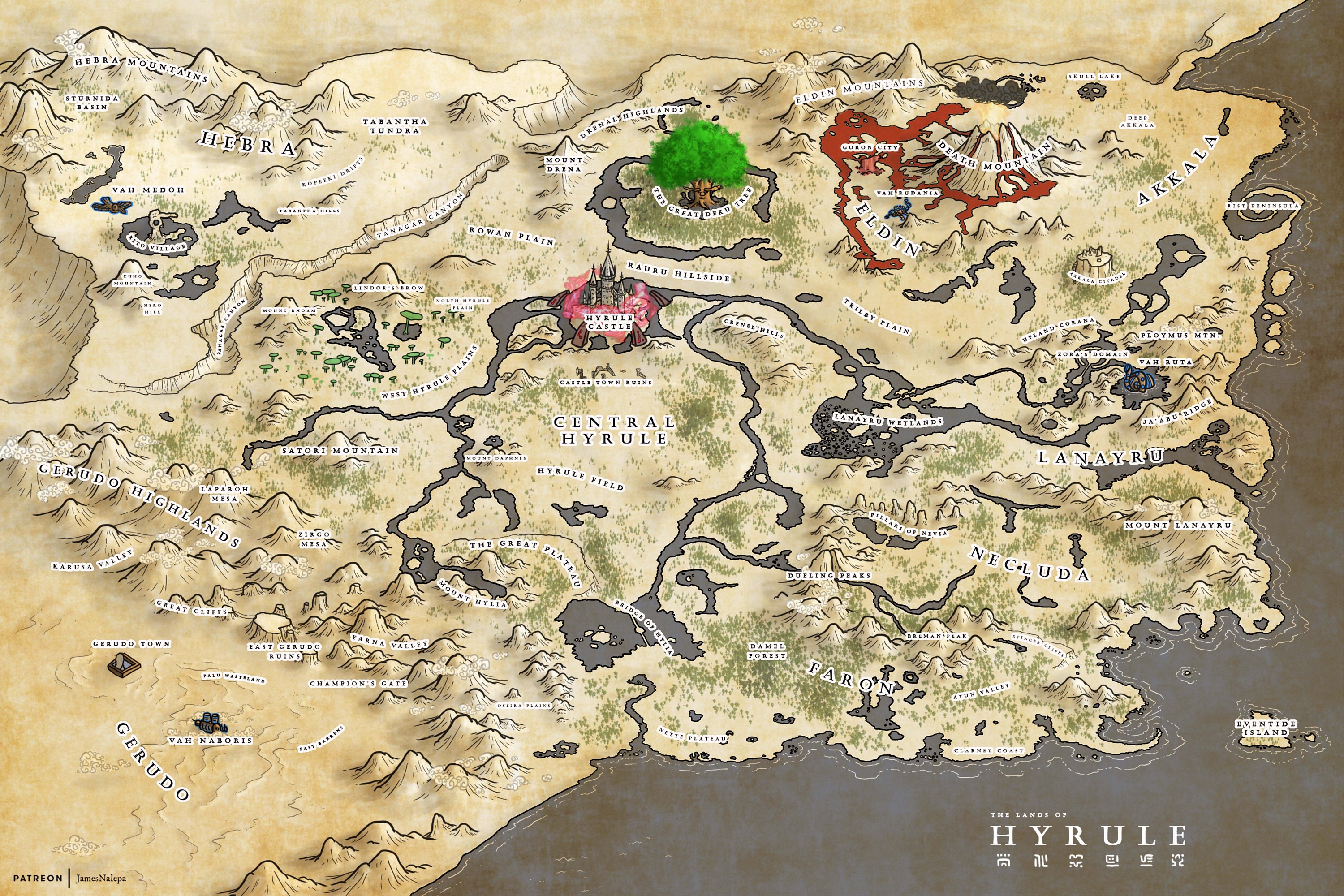 Fan Recreates Breath of the Wild's Map in Classic RPG Style