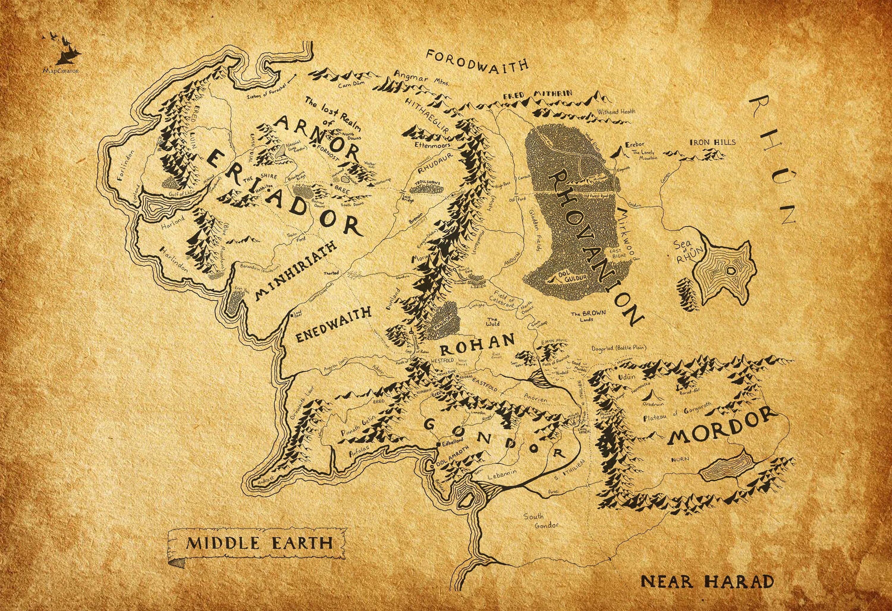 Mapa de la Tierra Media Decoracion de sala de juegos Tolkien El Senor de los Anillos Regalo de Navidad Decoracion de oficina