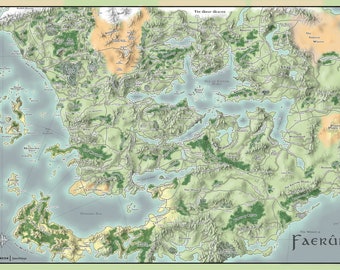 Large Map Of Faerun Faerun Map | Etsy