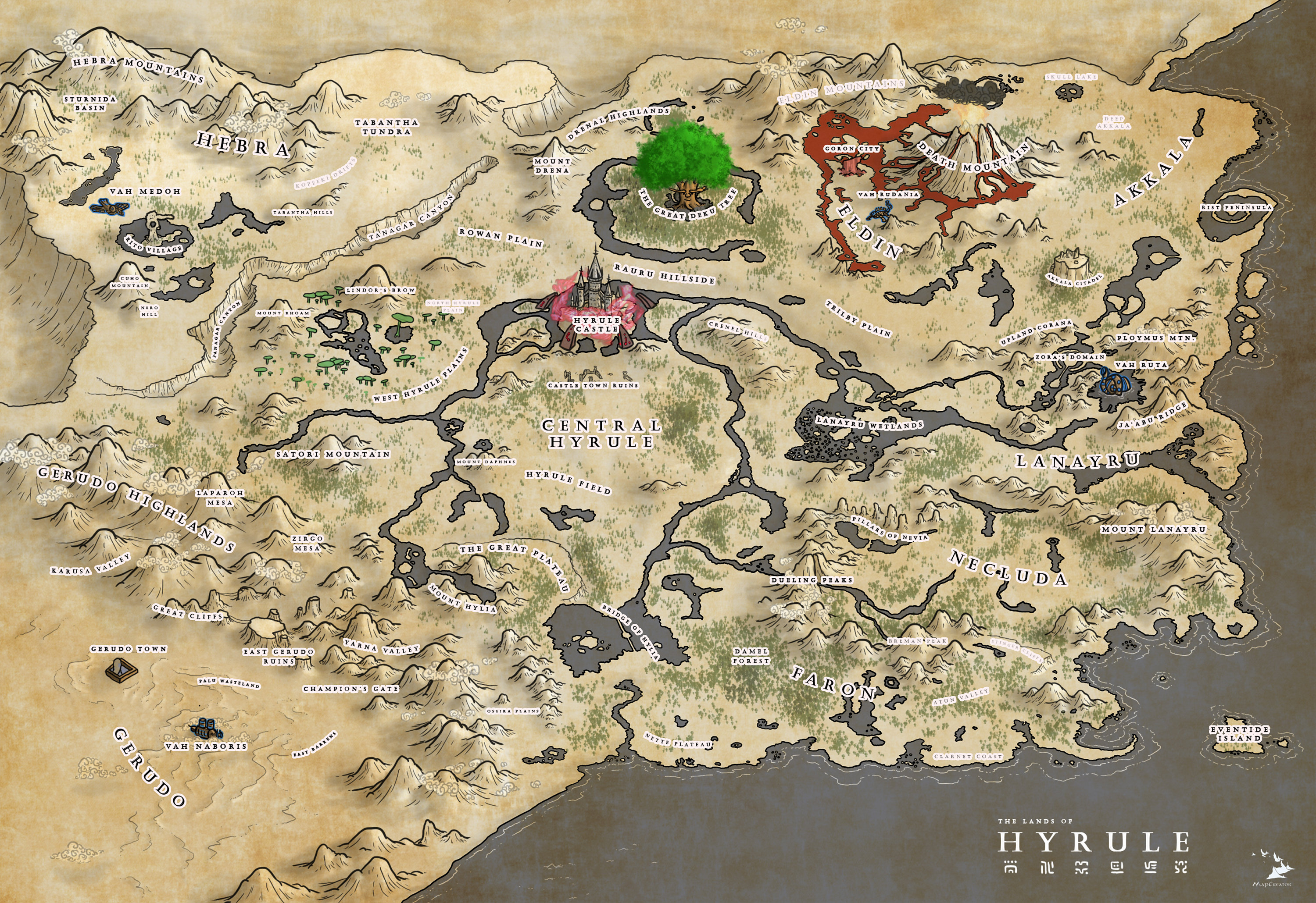 Zelda Breath Of The Wild Hyrule Map Breath Of The Wild Hyrule Map Poster | Etsy Canada