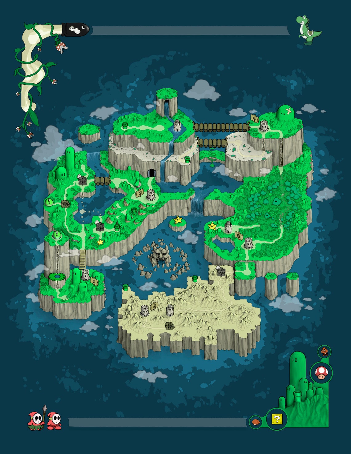 Super Mario World Fantasy Map Poster - Etsy