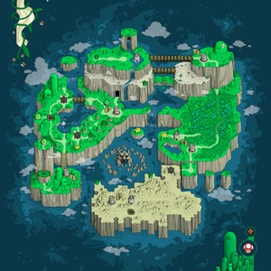 Poster Carte du monde fantastique de Super Mario
