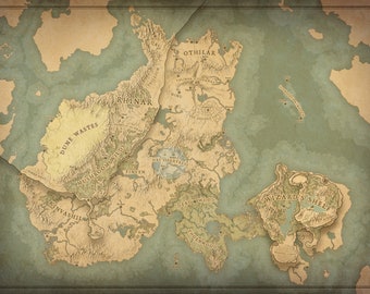 Parchment Style Scabarel Continent Map from The World of Steps Game Setting