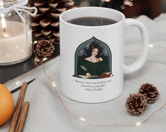 Mary Shelley Portrait - White Ceramic Mug, 11oz