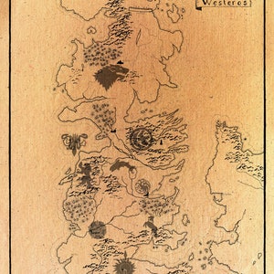 Mapa de Westeros | Arte de parede | Mapa de Fantasia | Impressão de arte digital