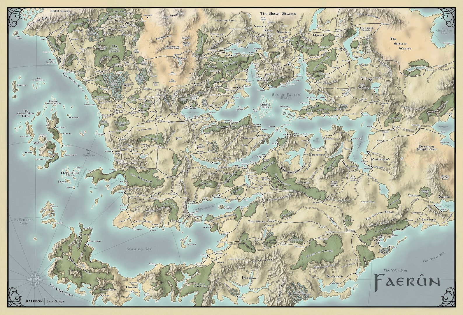 Carte Faerun de laffiche Des Royaumes oubliés - Etsy France