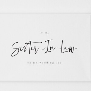 Tarjetas para el día de la boda, Para mi cuñada en el día de mi boda, Tarjeta para el día de la boda para los suegros, Nota para el día de la boda, Para mi familia, Para mi futura hermana
