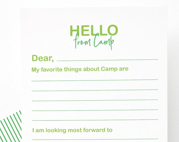 kids camp stationery, camp stationery set of 10, camp notes, pre-filled note cards, writing set, note cards, penpal, Summer camp