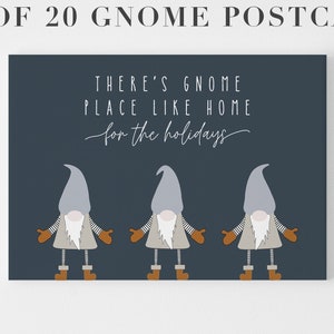 GNOME Urlaub POSTKARTEN SET, Weihnachten Postkarte, Urlaub Cheer Postkarten, Urlaub Postkarte, Weihnachtskarten Set, Zwergenort wie zu Hause