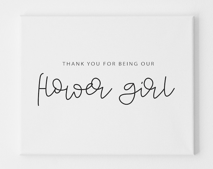 Thank You for Being our Flower Girl Card from Bride and Groom on Wedding Day, Day of Wedding Card for Flower Girl Pink Flower Girl Card